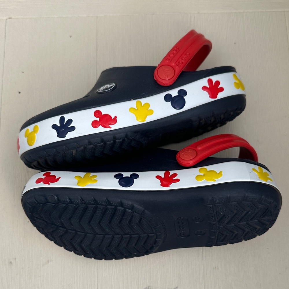 CROCS Kids Black Clogs with Red Strap and Multicolor Mickey Trim - Picture 4 of 7